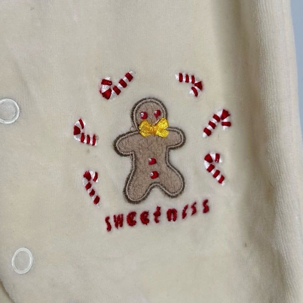 Vintage 2004 Christmas Gingerbread Velour Baby 1 Piece & Stocking Size 0-3M NEW - Picture 4 of 11